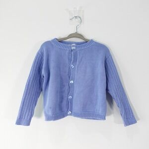 MULBERRIBUSH Blue Sweater Baby 24M Knit Cardigan Toddler Cotton Button Ship Peru
